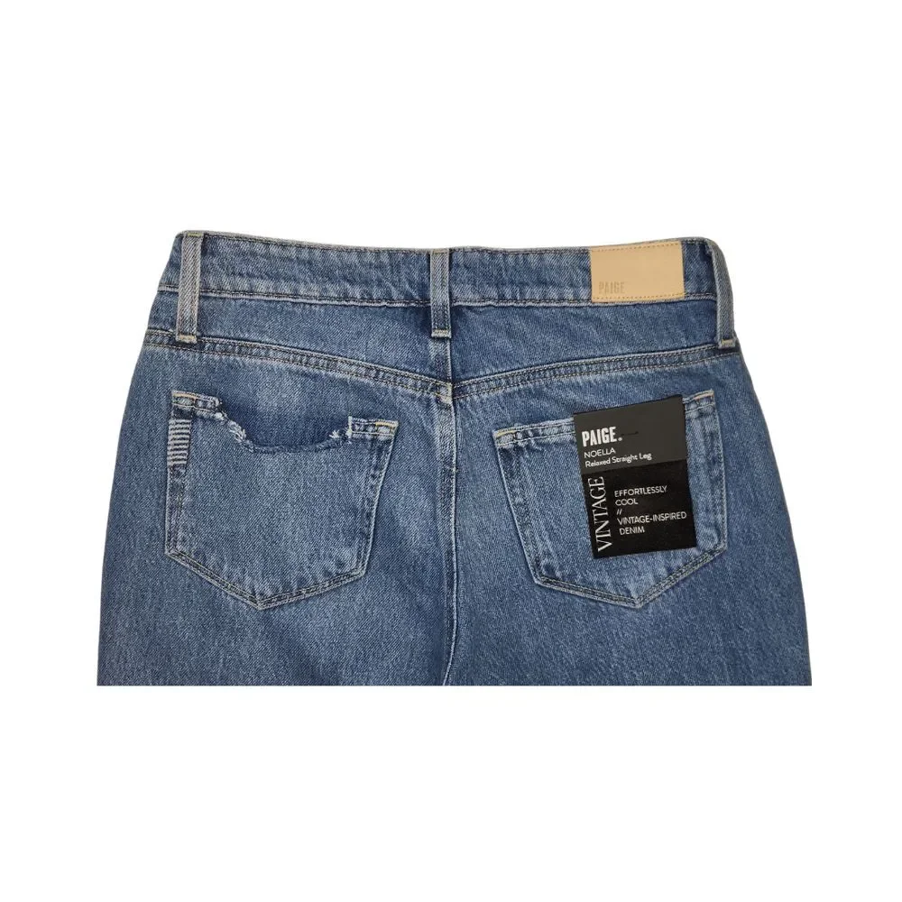 Paige Women's Noella‎ Distressed Jeans Mid Rise Relaxed Straight Leg Size 25